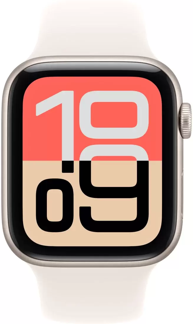 Умные часы Apple Watch SE 3 44 мм (алюминиевый корпус, звездный свет/звездный свет, спортивный силиконовый ремешок S/M) — изображение 2