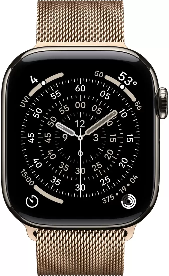 Умные часы Apple Watch Series 11 LTE 42 мм (титановый корпус, природный/золотистый, миланская петля) — изображение 2