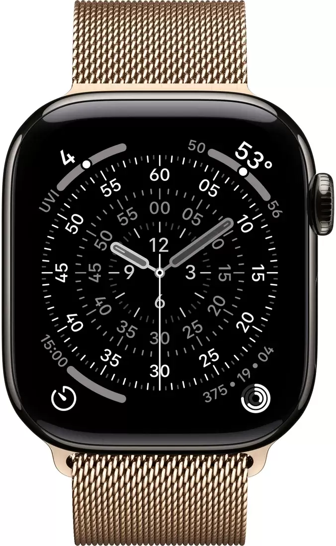 Умные часы Apple Watch Series 11 LTE 42 мм (титановый корпус, сланец/золотистый, миланская петля) — изображение 2