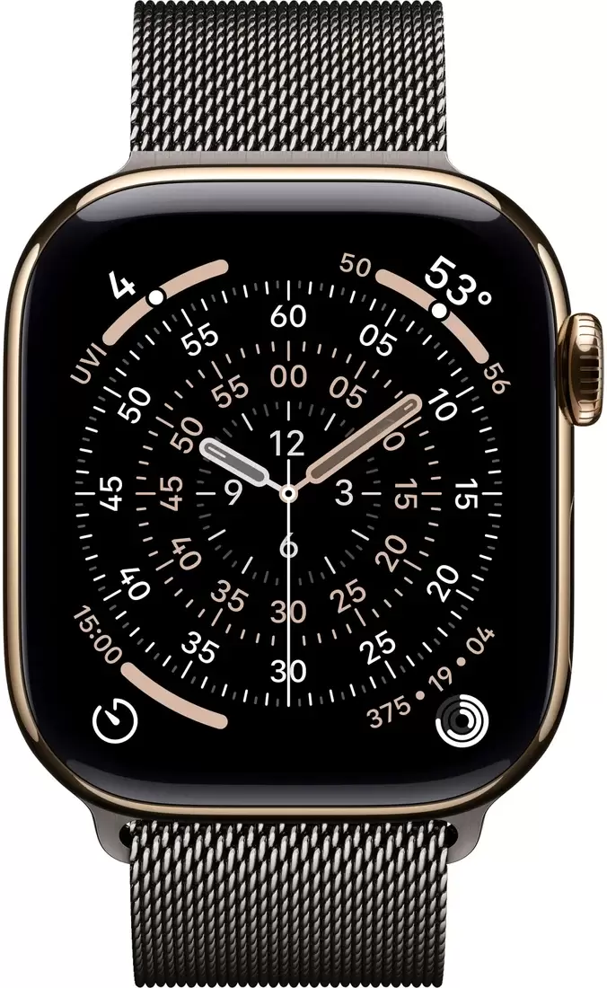 Умные часы Apple Watch Series 11 LTE 42 мм (титановый корпус, золотистый/сланец, миланская петля) — изображение 2
