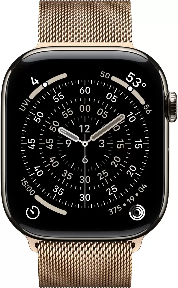 Умные часы Apple Watch Series 11 LTE 46 мм (титановый корпус, природный/золотистый, миланская петля) — изображение 2