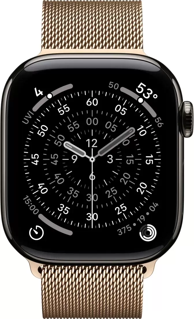 Умные часы Apple Watch Series 11 LTE 46 мм (титановый корпус, сланец/золотистый, миланская петля) — изображение 2