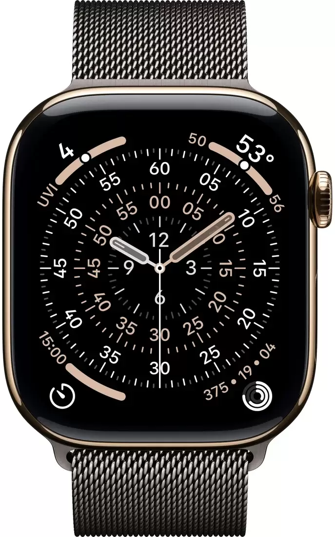 Умные часы Apple Watch Series 11 LTE 46 мм (титановый корпус, золотистый/сланец, миланская петля) — изображение 2
