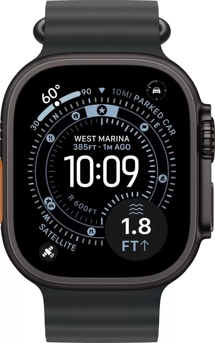 Умные часы Apple Watch Ultra 3 LTE 49 мм (титановый корпус, черный/черный, ремешок из эластомера) — изображение 2
