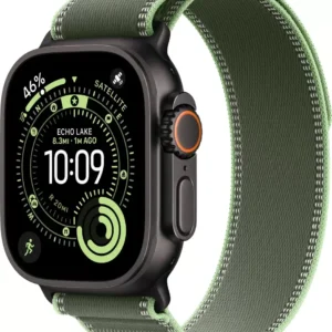 Умные часы Apple Watch Ultra 3 LTE 49 мм (титановый корпус, черный/зеленый, нейлоновый ремешок размера S/M)