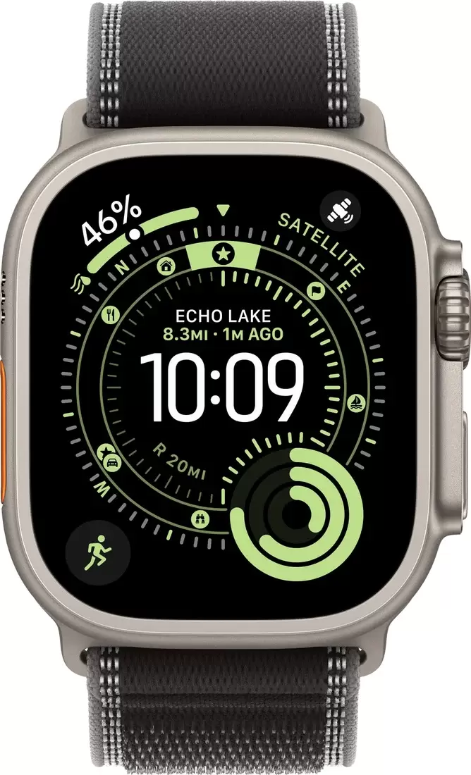 Умные часы Apple Watch Ultra 3 LTE 49 мм (титановый корпус, природный/черный, нейлоновый ремешок размера S/M) — изображение 2