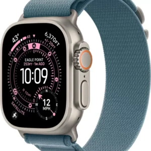 Умные часы Apple Watch Ultra 3 LTE 49 мм (титановый корпус, природный/голубой, текстильный ремешок размера L)