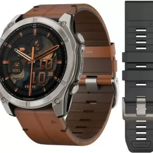 Умные часы Garmin Fenix 8 Sapphire 51мм (титановый, каштановый кожаный ремешок)