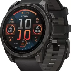 Умные часы Garmin Fenix 8 Sapphire, Titanium 47мм (угольно-черный DLC, пепельно-черный силиконовый ремешок)