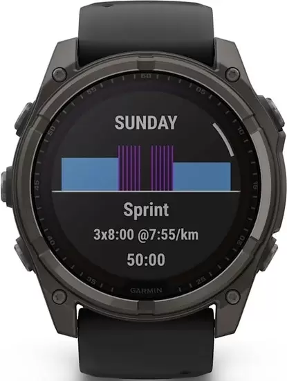 Умные часы Garmin Fenix 8 Solar, Sapphire 47мм (титановый угольно-серый DLC с черным ремешком) — изображение 4