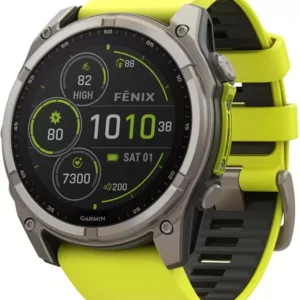Умные часы Garmin Fenix 8 Solar, Sapphire 51мм (титановый, желтый силиконовый ремешок)