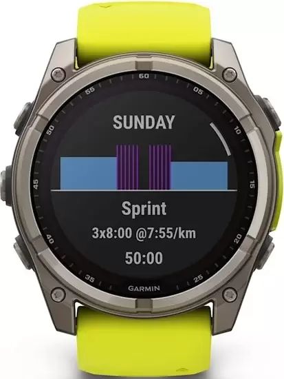 Умные часы Garmin Fenix 8 Solar, Sapphire 51мм (титановый, желтый силиконовый ремешок) — изображение 4