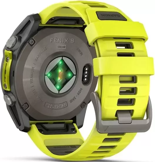 Умные часы Garmin Fenix 8 Solar, Sapphire 51мм (титановый, желтый силиконовый ремешок) — изображение 6