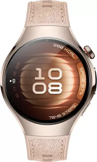 Умные часы Huawei Watch 5 42 мм (песочный, с бежевым силиконовым ремешком, международная версия) — изображение 3