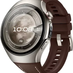 Умные часы Huawei Watch 5 46 мм (титановый, с коричневым силиконовым ремешком, международная версия)