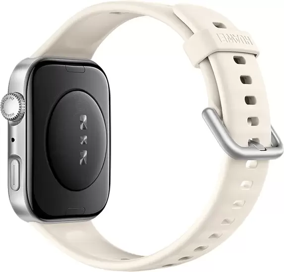 Умные часы Huawei Watch FIT 4 (серебристый, с бежевым силиконовым ремешком, международная версия) — изображение 2