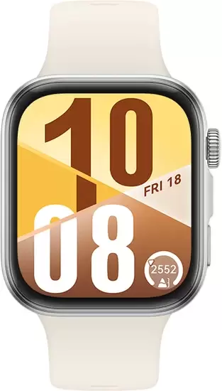 Умные часы Huawei Watch FIT 4 (серебристый, с бежевым силиконовым ремешком, международная версия) — изображение 3