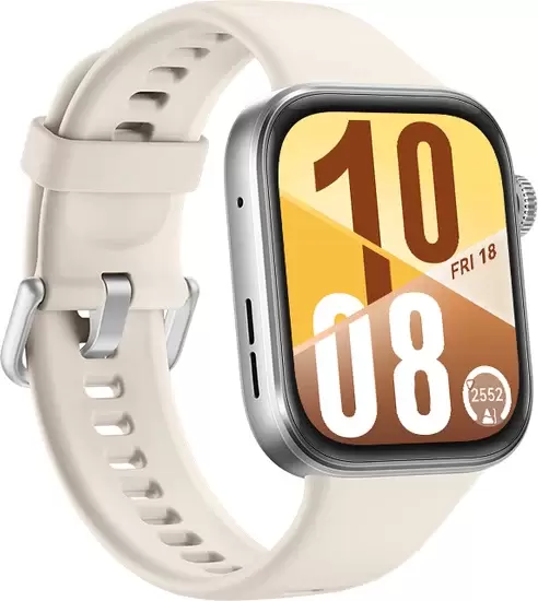 Умные часы Huawei Watch FIT 4 (серебристый, с бежевым силиконовым ремешком, международная версия) — изображение 5