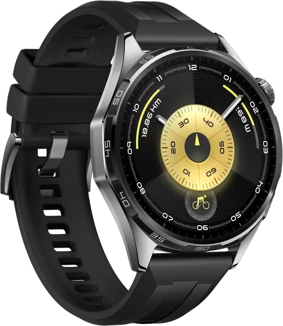 Умные часы Huawei Watch GT 6 46 мм (черный, с черным силиконовым ремешком, международная версия) — изображение 3